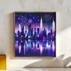 Midnight city skyline abstract digital art