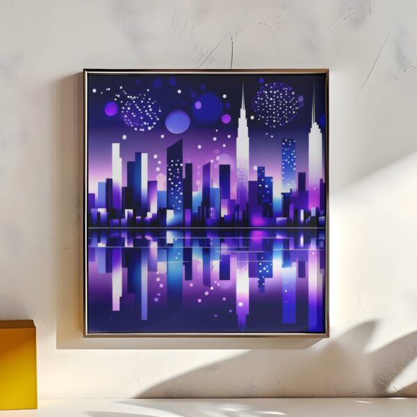 Midnight city skyline abstract digital art