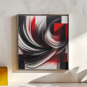 Abstract art black and white red